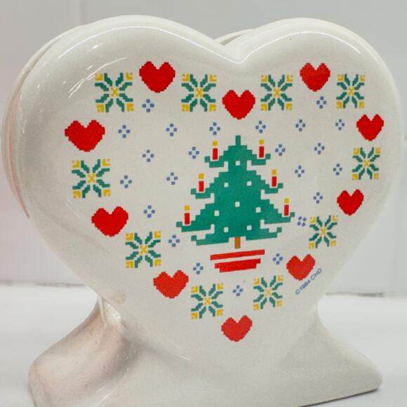 1984 Vintage Treasure Craft Homespun Holiday Ceramic Napkin Holder, Original Box - Picture 5 of 8